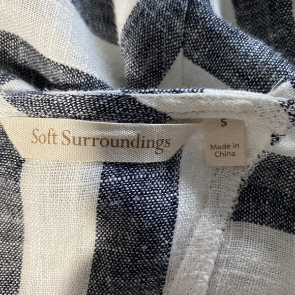 NEW Soft Surroundings S Linen Bl Tunic Top Pocket Shift Cold Shoulder Sunset - Picture 8 of 9